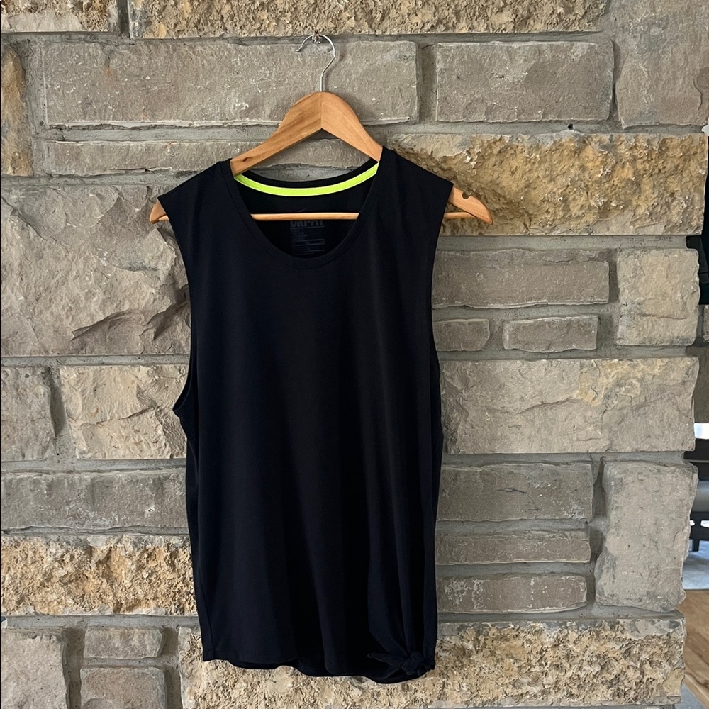 Nike Black Tank Top with Neon Green Trim & Tie Detail size Medium/Large